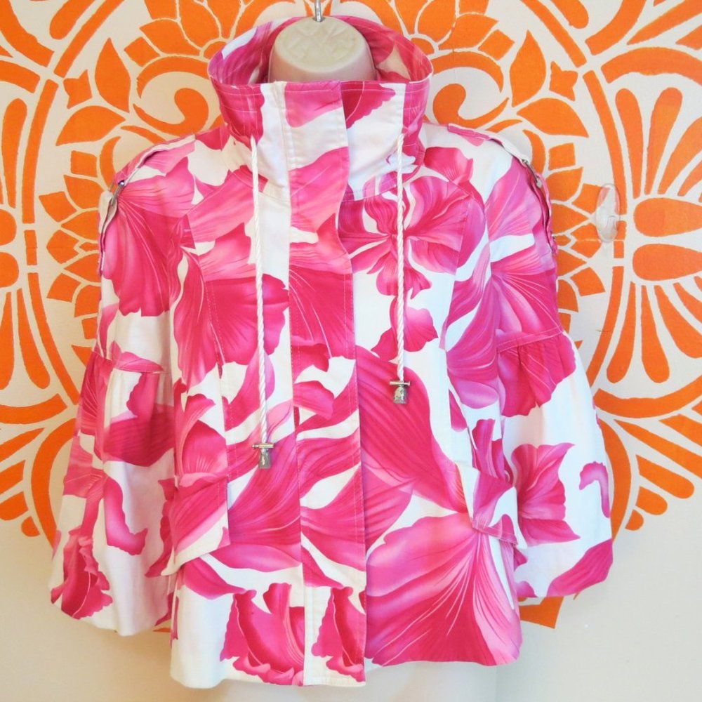 Cache Pink Tropical Flower Light Weight Jacket S - Picture 2 of 4